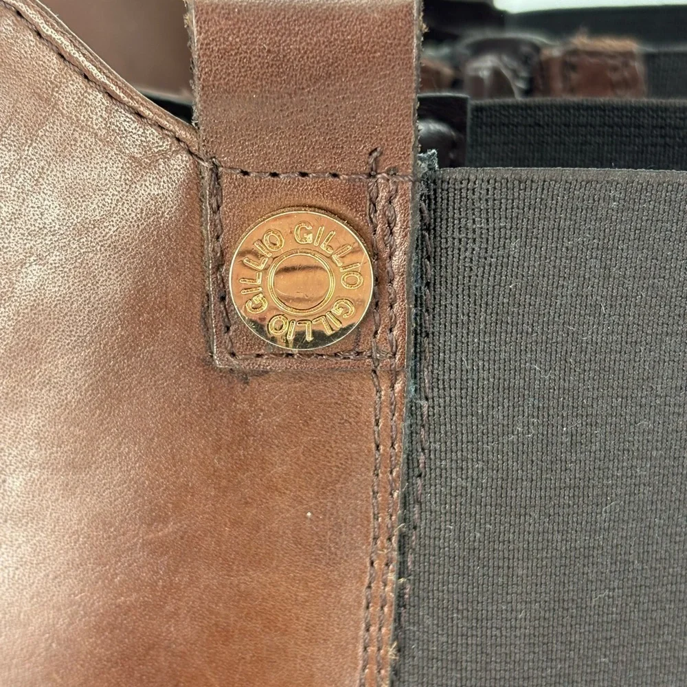 🐈‍⬛ Gillio Brown leather riding boots with elastic panels Boots